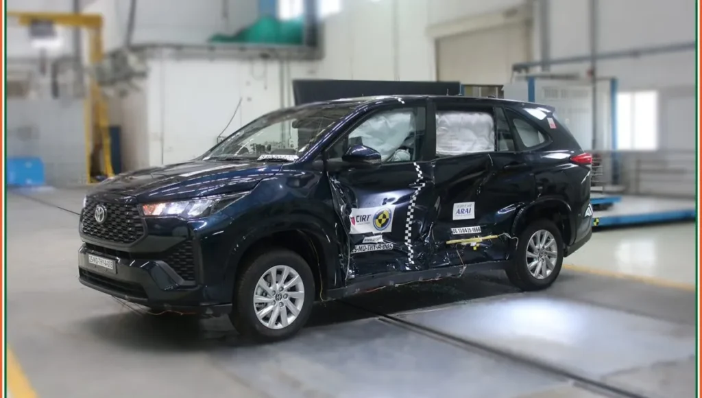 Toyota Innova HyCross receives 5-star Bharat NCAP rating – among the safest MPVs in India 2025 with advanced safety features.