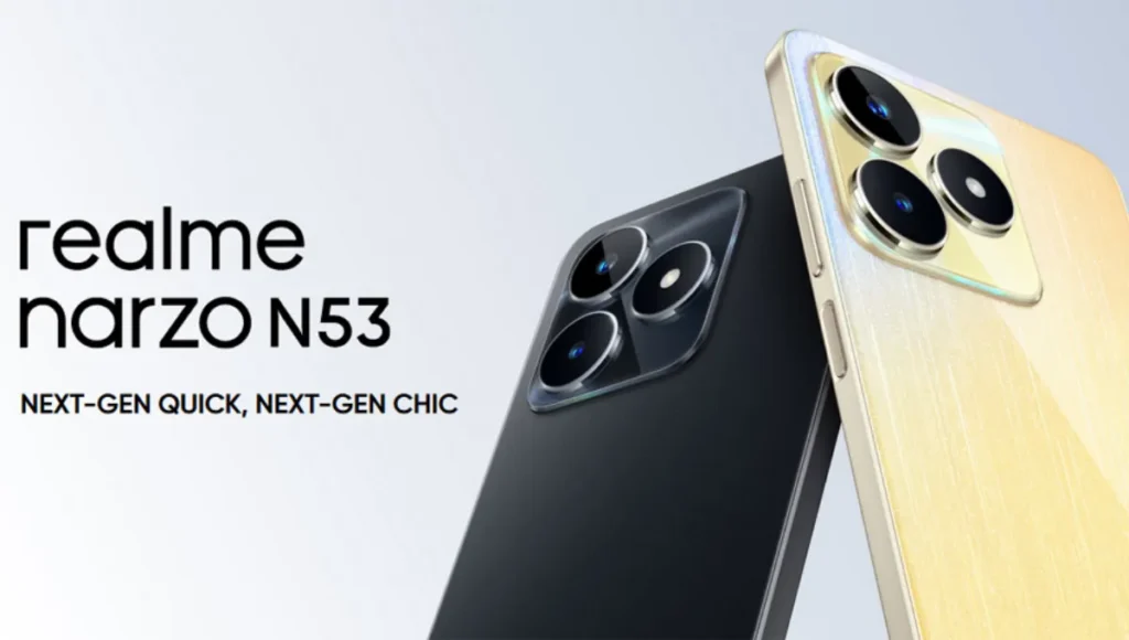 Realme Narzo N53 budget phone with iPhone-like design